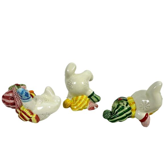 Fitz and Floyd Frosty Folks Three Tumbling Christmas Snowmen Figurines-no Box - Picture 3 of 6